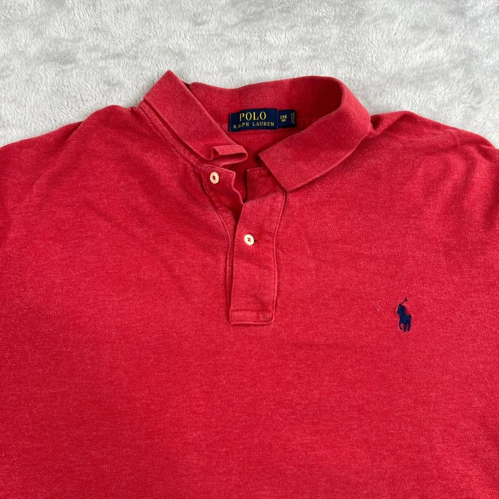 Polo Ralph Lauren Pique Cotton Polo 2XB Red Men Classic Preppy Short Sleeve